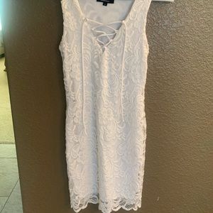 White Lace Lace-Up Ambiance Bodycon Mini Dress